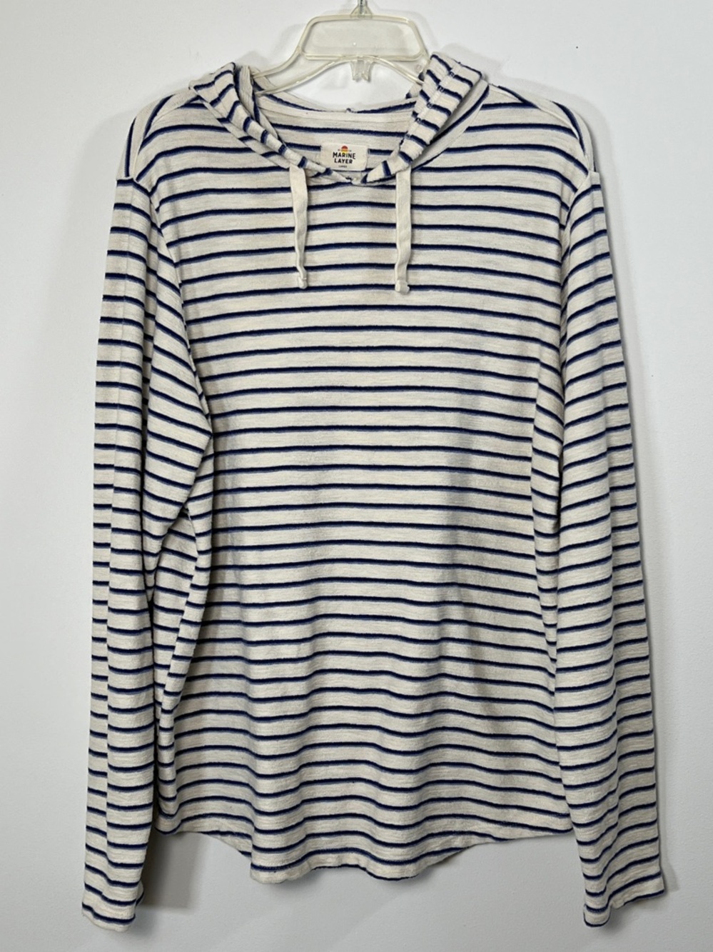 Marine Layer Striped Playa Slub Cotton Pullover Hoodie Large